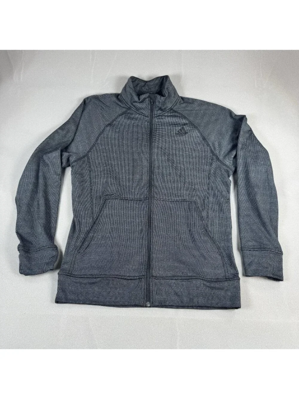 Adidas ClimaWarm Track Jacket Mens Size L Gray Full Zip Fleece Athletic Training